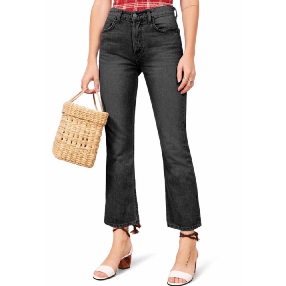 NWT Reformation Jordi Ankle Kick Flare Jean Pacific Black 29